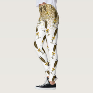 Champagne New Year Eve Celebration Wedding Leggings