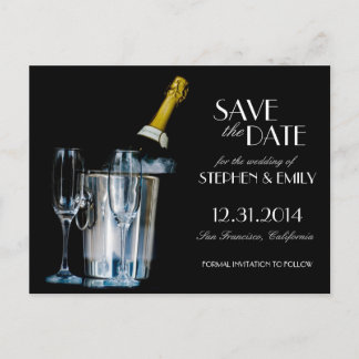 Champagne New Years Eve Formal Save the Date Announcement Postcard