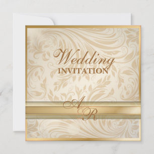 Champagne officiel or Mariage damassé Invitation