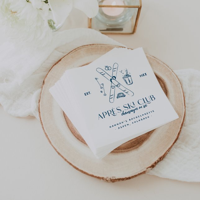 Champagne on Ice | Après Ski Winter Bachelorette Napkin (Creator Uploaded)