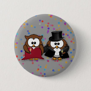 champagne owls 2 inch round button