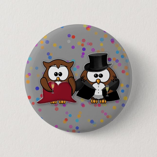 champagne owls 2 inch round button (Front)