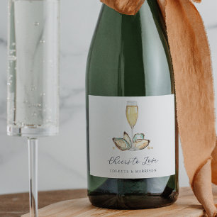 Champagne & Oysters "Cheers to Love" Sparkling Wine Label