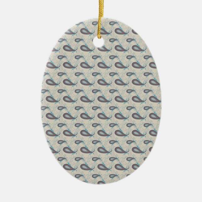 Champagne Paisley Pattern Ceramic Ornament (Front)