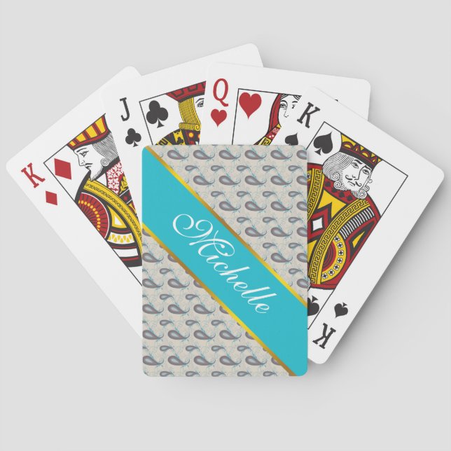Champagne Paisley Pattern Playing Cards (Back)