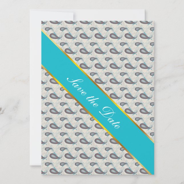 Champagne Paisley Pattern Save The Date (Front)