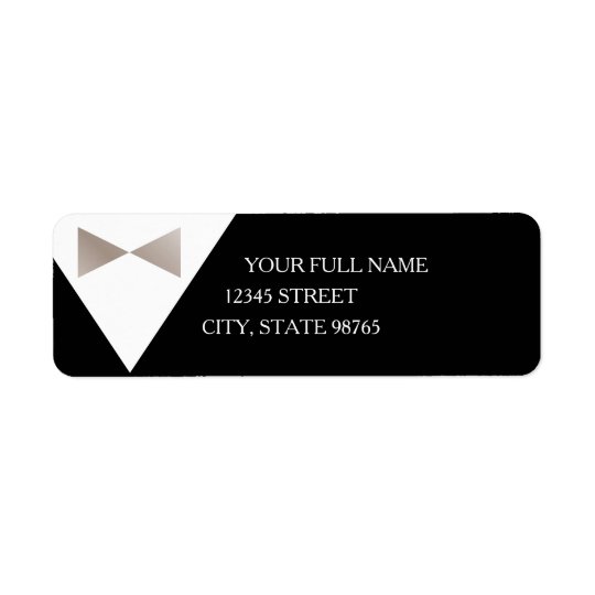Champagne Pearl & Black Tux Return Address Labels