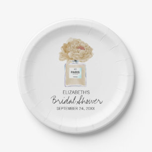 Champagne Peonies and Perfume Floral Bridal Shower Paper Plate