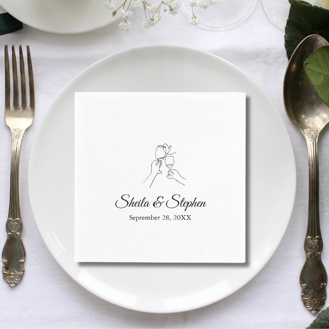 Champagne Personalized Wedding Cocktail Paper Napkin (Creator Uploaded)