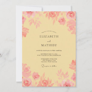 Champagne Petal Pink Peony Wedding Invitation