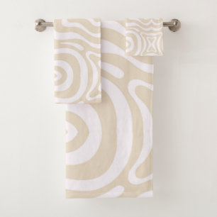 Champagne Pink Abstract Wave Pattern Bath Towel Set