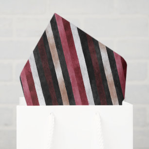 Champagne Pink Burgundy Black Stripe Bridal Shower Tissue Paper