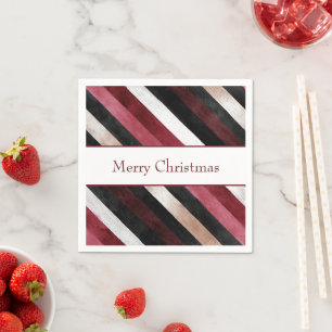 Champagne Pink Burgundy Black Stripes   Napkin