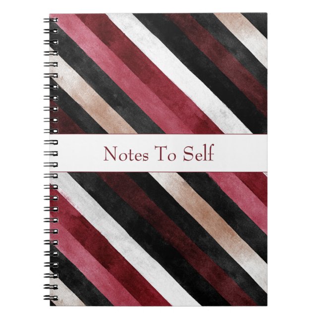 Champagne Pink Burgundy Black Stripes   Notebook (Front)