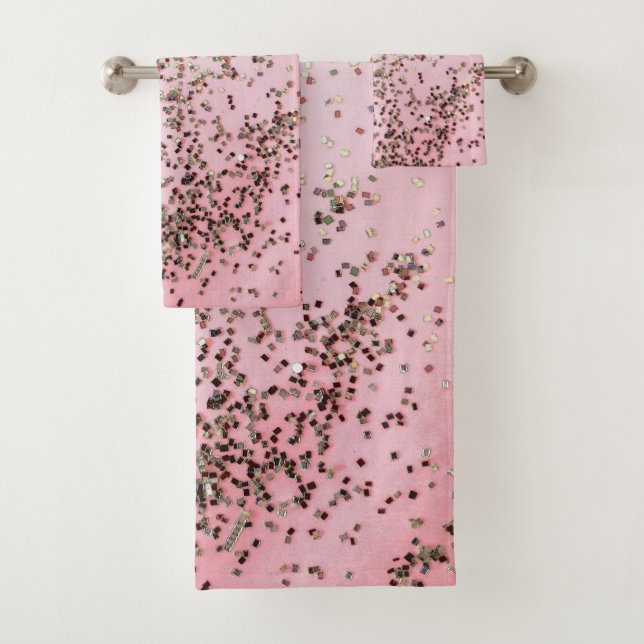 Champagne Pink Confetti  Bath Towel Set (Insitu)
