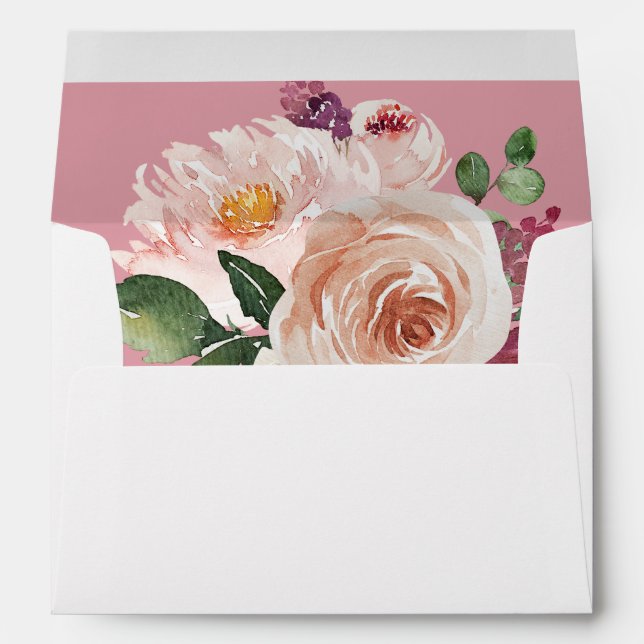 Champagne & Pink Floral 2 - Pink Envelope (Back (Bottom))
