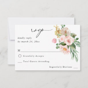 Champagne & Pink Floral no Meal RSVP 2