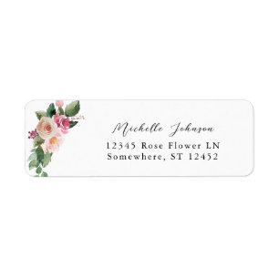 Champagne & Pink Floral Return Address Label