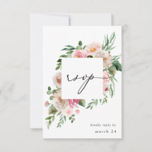 Champagne & Pink Floral w Meal RSVP 2