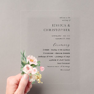 Champagne & Pink Floral Wedding Ceremony Program