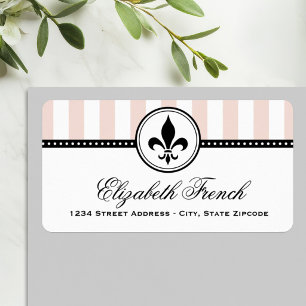 Champagne Pink French Fleur De Lis Address Label