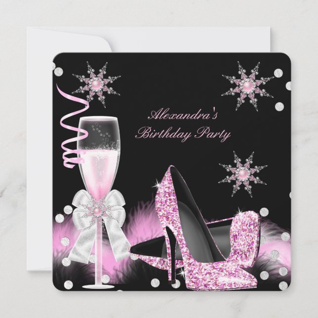 Champagne Pink High Heels Birthday Party Invitation (Front)