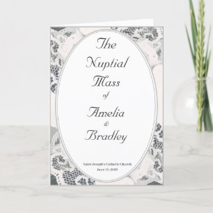Champagne Pink Lace Catholic Wedding Mass  Program
