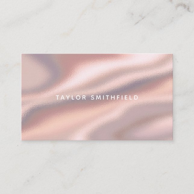 Champagne Pink Metallic Silk Business Card (Front)