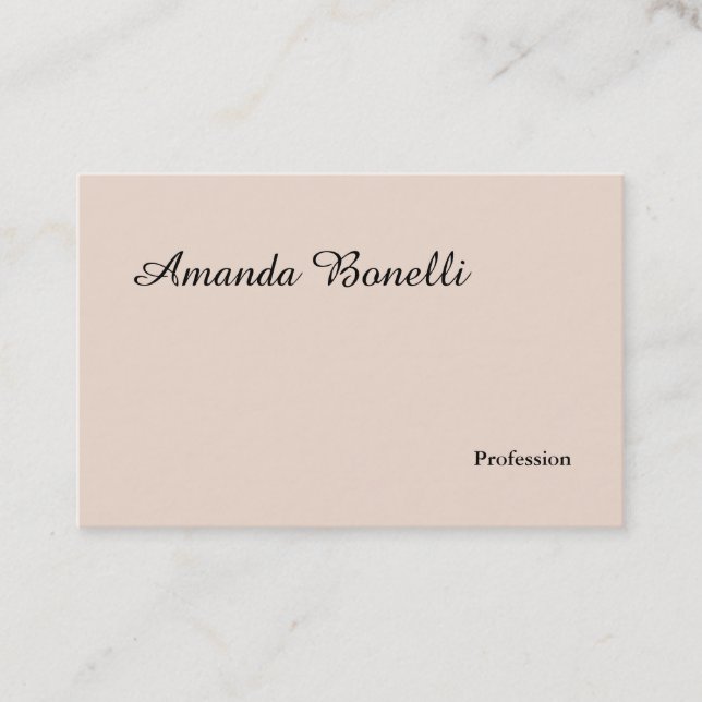 Champagne Pink Plain Simple Minimalist Modern Business Card (Front)