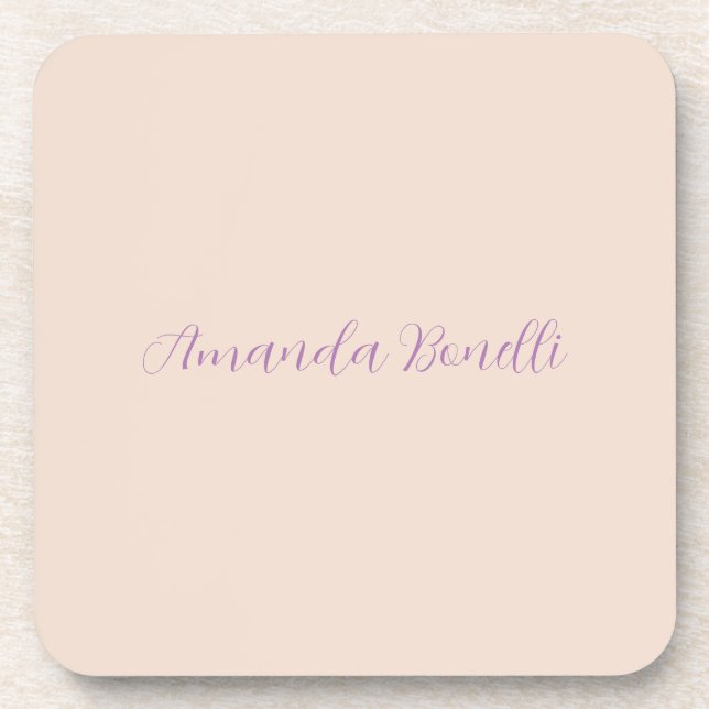 Champagne Pink Plain Simple Minimalist Modern Coaster (Front)
