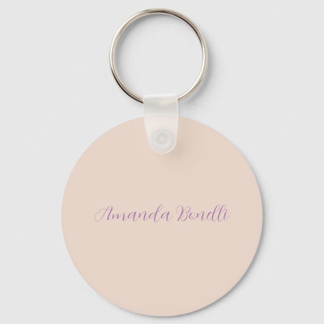 Champagne Pink Plain Simple Minimalist Modern Keychain (Front)