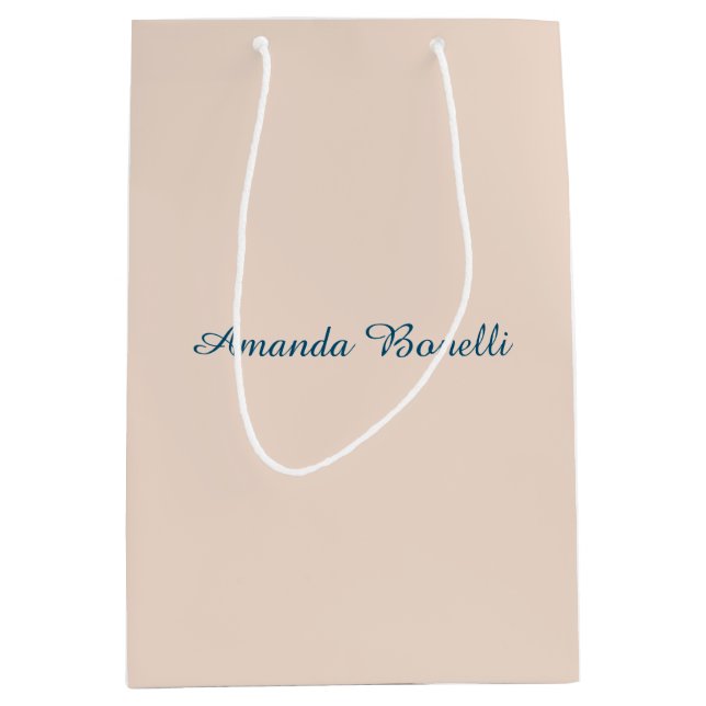 Champagne Pink Plain Simple Minimalist Modern Medium Gift Bag (Front)
