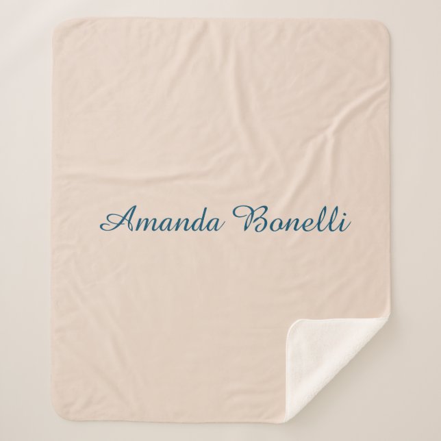 Champagne Pink Plain Simple Minimalist Modern Sherpa Blanket (Front)