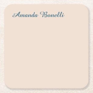 Champagne Pink Plain Simple Minimalist Modern Square Paper Coaster