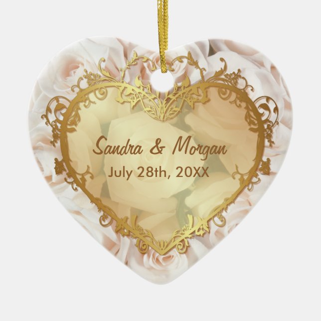 Champagne Pink Rose  Elegance 2 Sided Ceramic Ornament (Front)