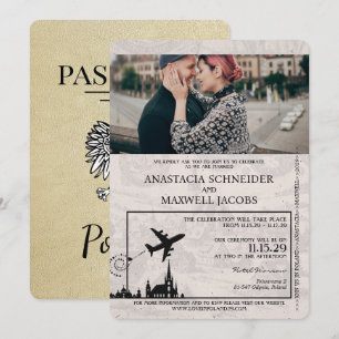 Champagne Pologne Faire-part de mariage Passeport