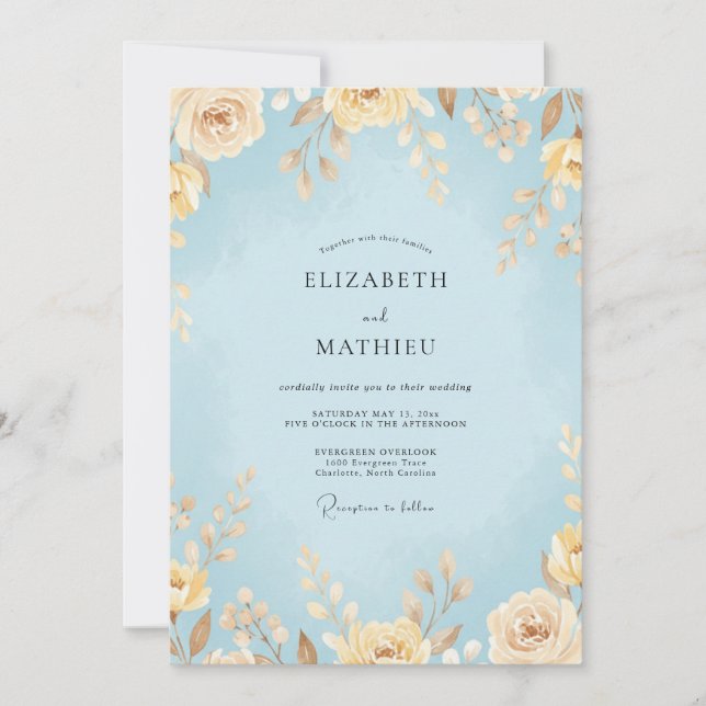 Champagne Powder Petal Wedding Invitation (Front)