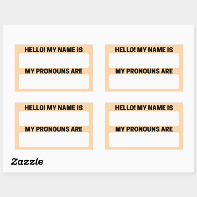 Champagne profonde Nom et Étiquettes Pronoun (Feuille)