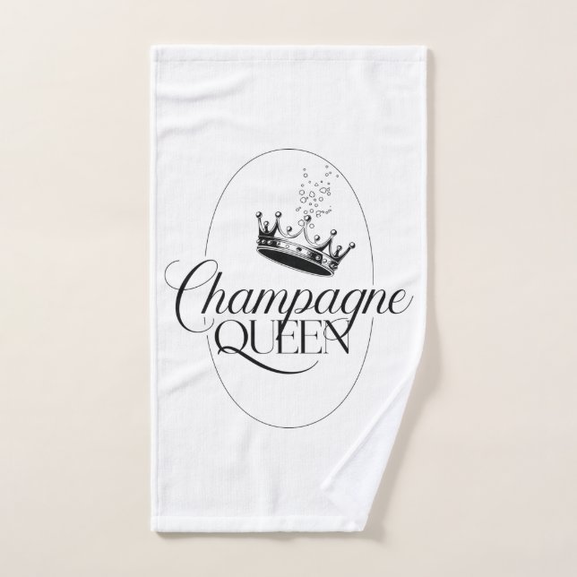 Champagne Queen Oval Design with Crown  Hand Towel (Hand Towel)