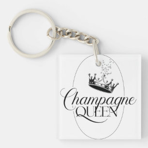 Champagne Queen Oval Design with Crown Keychain