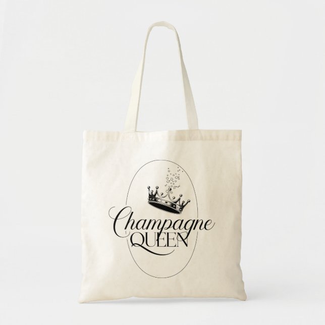 Champagne Queen Oval Design with Crown  Tote Bag (Front)