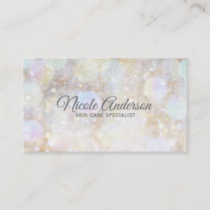 Champagne Rainbow Bokeh Glitter Glam Trendy Modern Business Card
