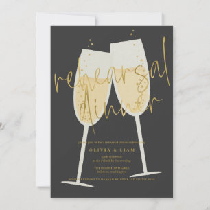 Champagne Rehearsal Dinner Invitation