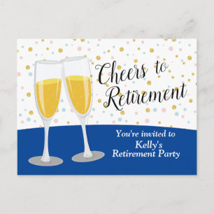 Champagne  retirement Party Invitation Postcard