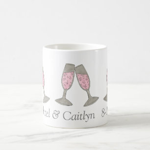 Champagne rose Mug Wedding shower personnalisé
