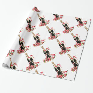 Champagne & Roses White Wrapping Paper