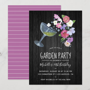 Champagne rustique floral Garden Party Invitation