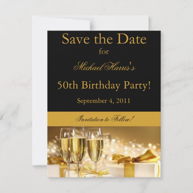 Champagne Save the Date Invitation (Front)