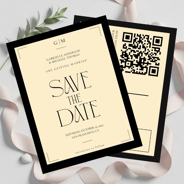 Champagne Silk Cream Art deco Save The Date  Postcard (Creator Uploaded)