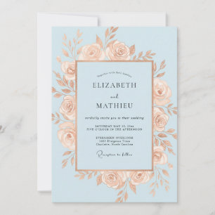 Champagne Sky Wreath Wedding Invitation